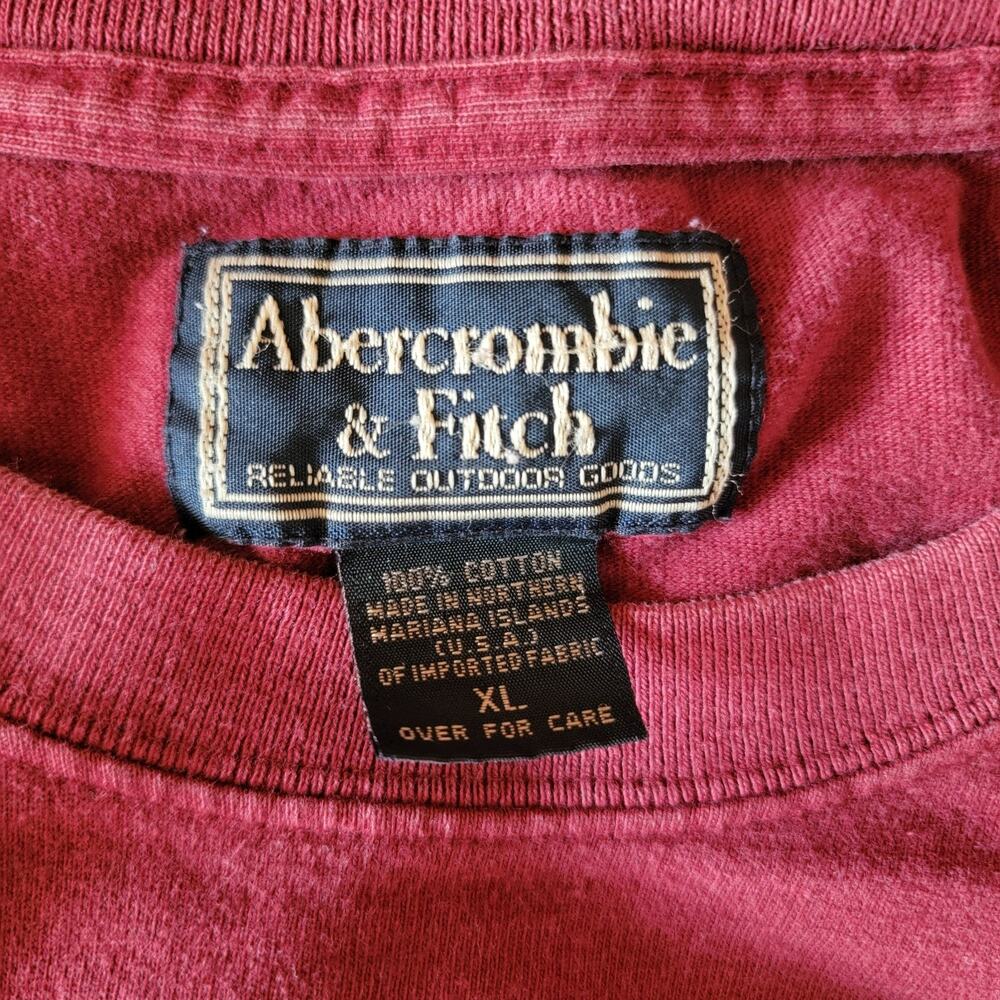 Vintage Abercrombie & Fitch Men XL Long Sleeve T-Shirt Dark Red USA Made Classic - Picture 4 of 9